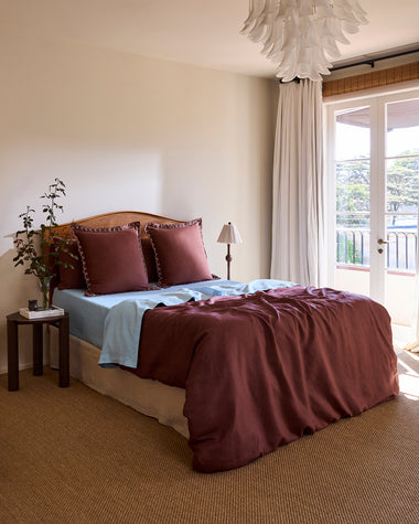 Cacao & Coast 100% French Flax Linen Swirl European Pillowcases (Set of Two)