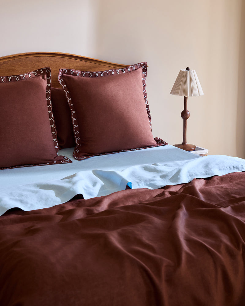 Cacao & Coast 100% French Flax Linen Swirl European Pillowcases (Set of Two)