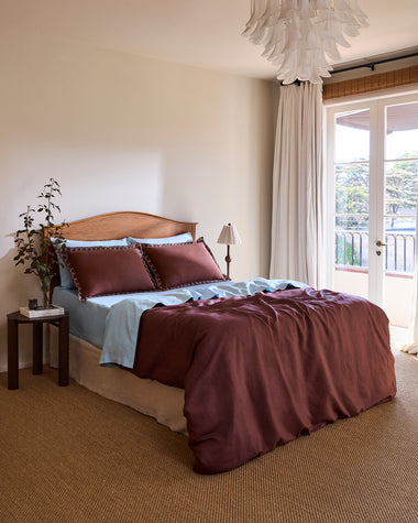 Cacao & Coast 100% French Flax Linen Swirl Pillowcases (Set of Two)