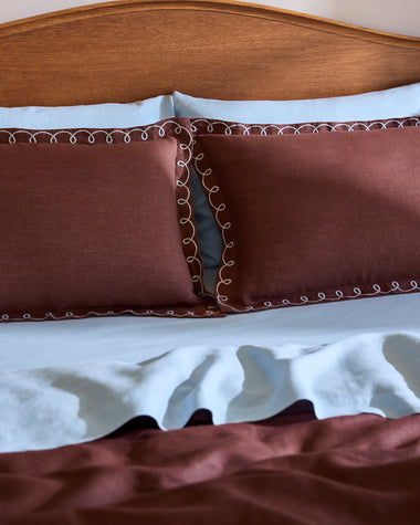 Cacao & Coast 100% French Flax Linen Swirl Pillowcases (Set of Two)