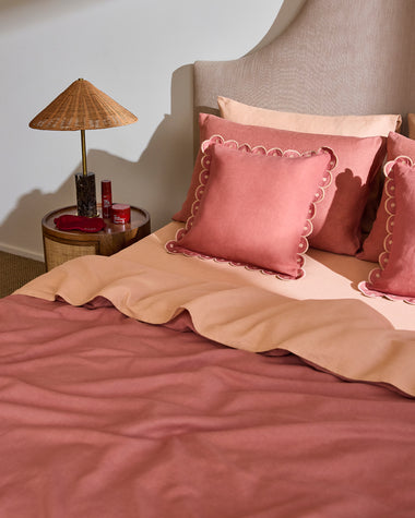 Pink Clay & Terracotta 100% French Flax Linen Arch Cushion Cover