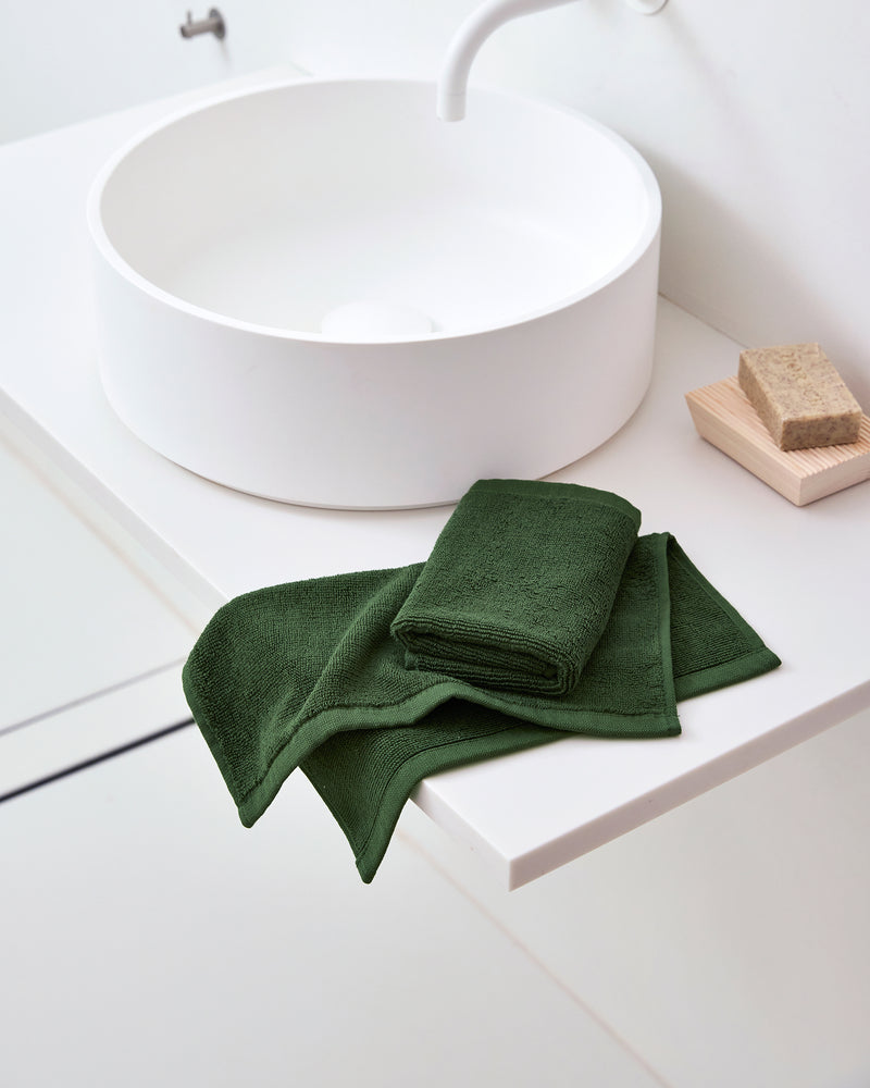 Moss 100% Cotton Terry Face Washers (Set of Two)