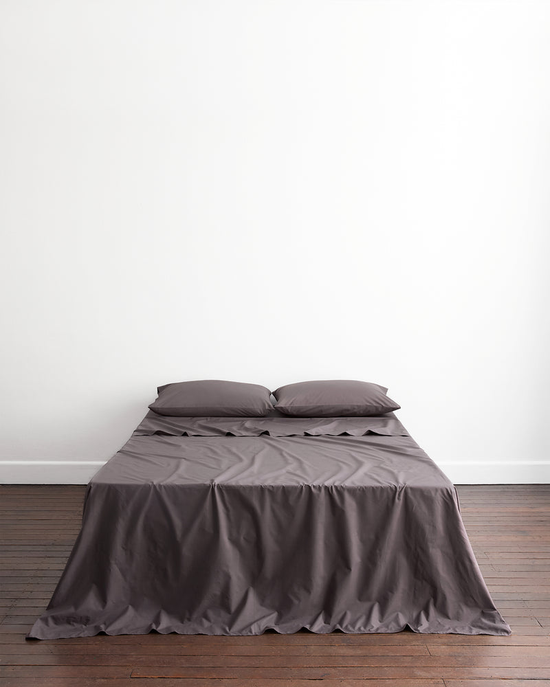 Oyster, Graphite & Bubblegum 100% Organic Cotton Percale Bedding Bundle