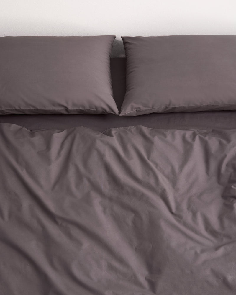 Graphite 100% Organic Cotton Percale Bedding Set