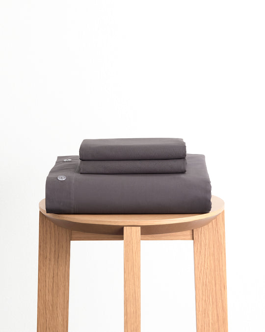 Graphite 100% Organic Cotton Percale Duvet Cover Set