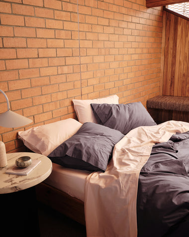Graphite & Oyster 100% Organic Cotton Percale Bedding Bundle