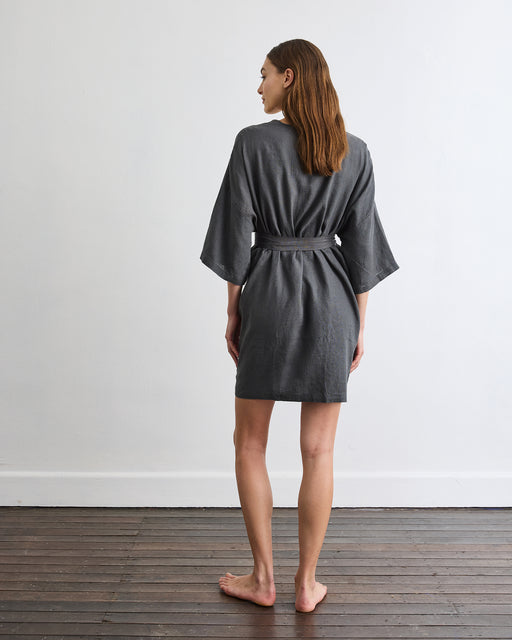 Cabana Short Robe in Charcoal