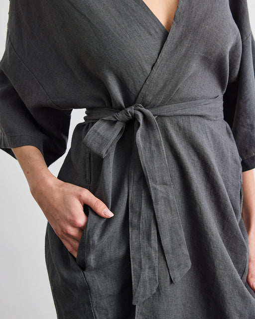 Cabana Short Robe in Charcoal