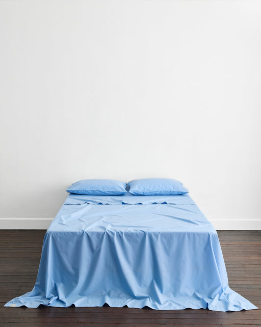 Espresso, Sky & Crisp White Organic Cotton Percale Bedding Bundle