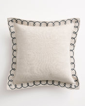 Oatmeal & Charcoal 100% French Flax Linen Swirl Cushion Cover - view