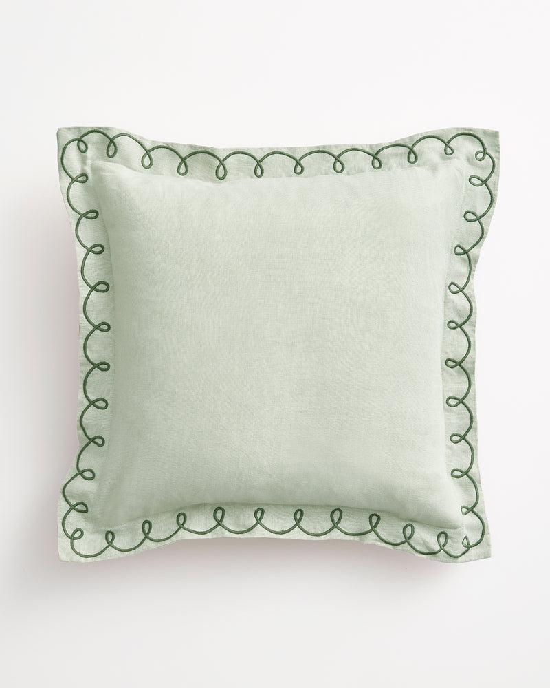 Sage & Olive 100% French Flax Linen Swirl Cushion Cover