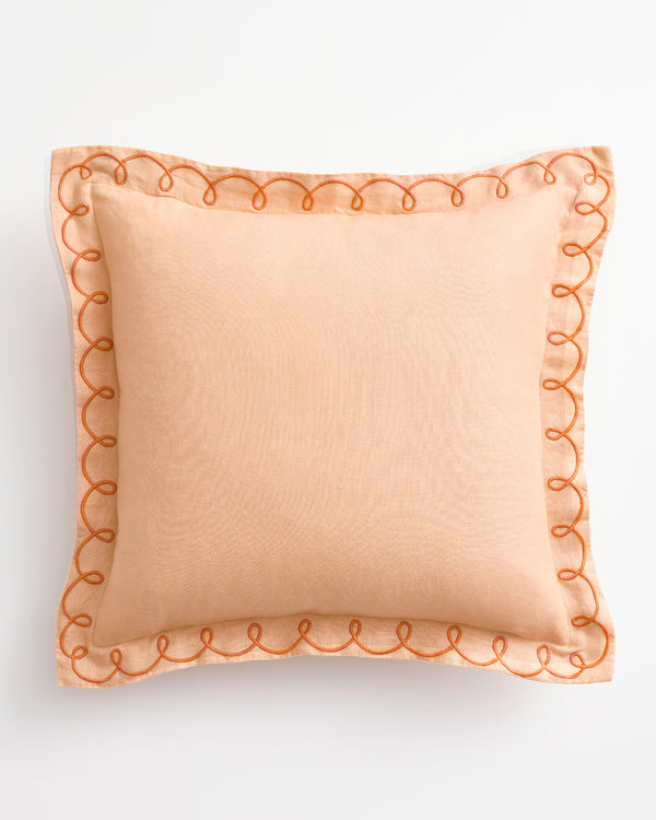 Terracotta & Pink Clay 100% French Flax Linen Swirl Cushion Cover