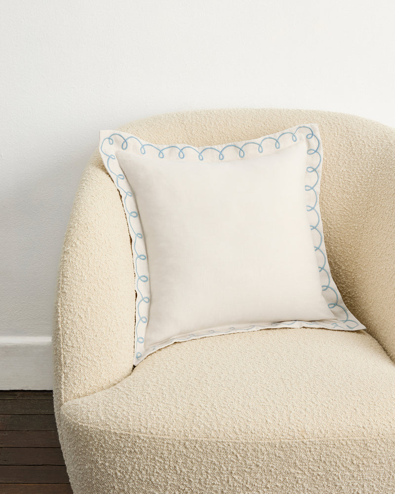 Crème & Coast 100% French Flax Linen Swirl Cushion Cover