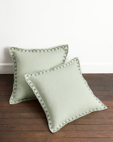 Sage & Olive 100% French Flax Linen Swirl European Pillowcases (Set of Two)