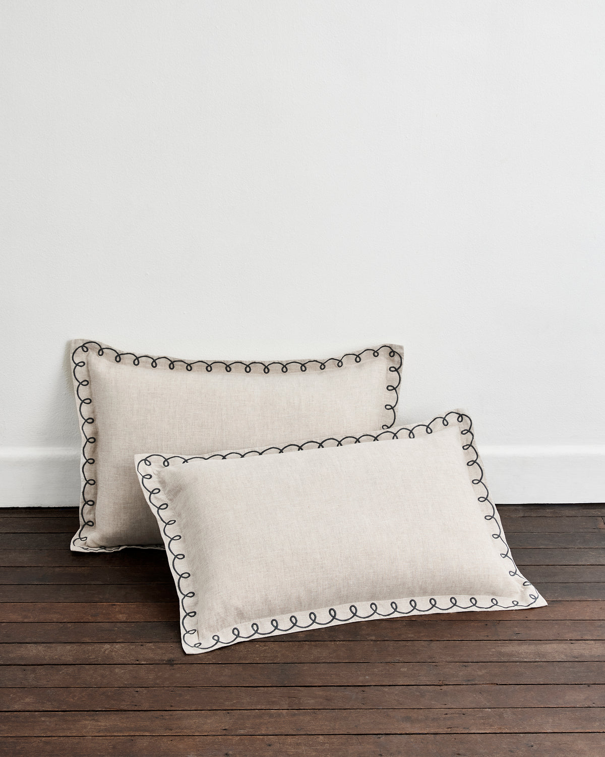 Swril Thread 100% French Flax Linen Swirl Standard Pillowcase - Oatmeal & Charcoal ...