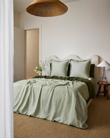Sage & Olive 100% French Flax Linen Swirl European Pillowcases (Set of Two)