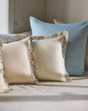 Crème & Coast 100% French Flax Linen Swirl Cushion Cover - view