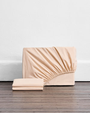 Vanilla Organic Cotton Percale Fitted Sheet Set