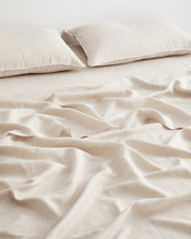 Oatmeal 100% French Flax Linen Fitted Sheet - view