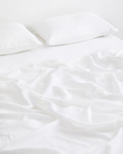 White 100% French Flax Linen Fitted Sheet - view