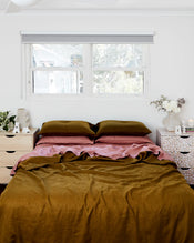 Pink Clay 100% French Flax Linen Sheet Set - view
