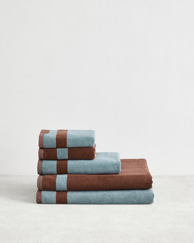 Cacao & Lagoon Two-Toned 100% Cotton Terry Bath Sheet Bundle
