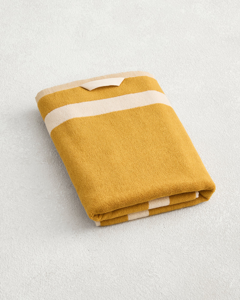 Crème & Turmeric Two-Toned 100% Cotton Terry Bath Towel
