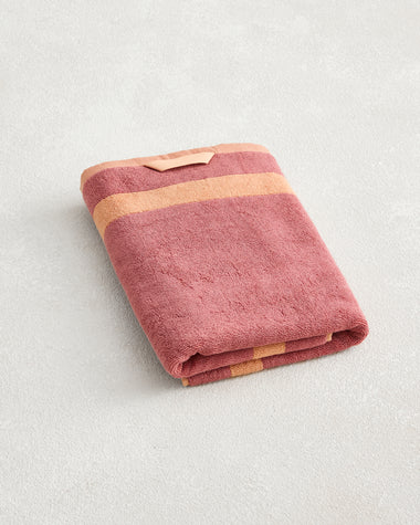 Terracotta & Pink Clay Two-Toned 100% Cotton Terry Bath Towel