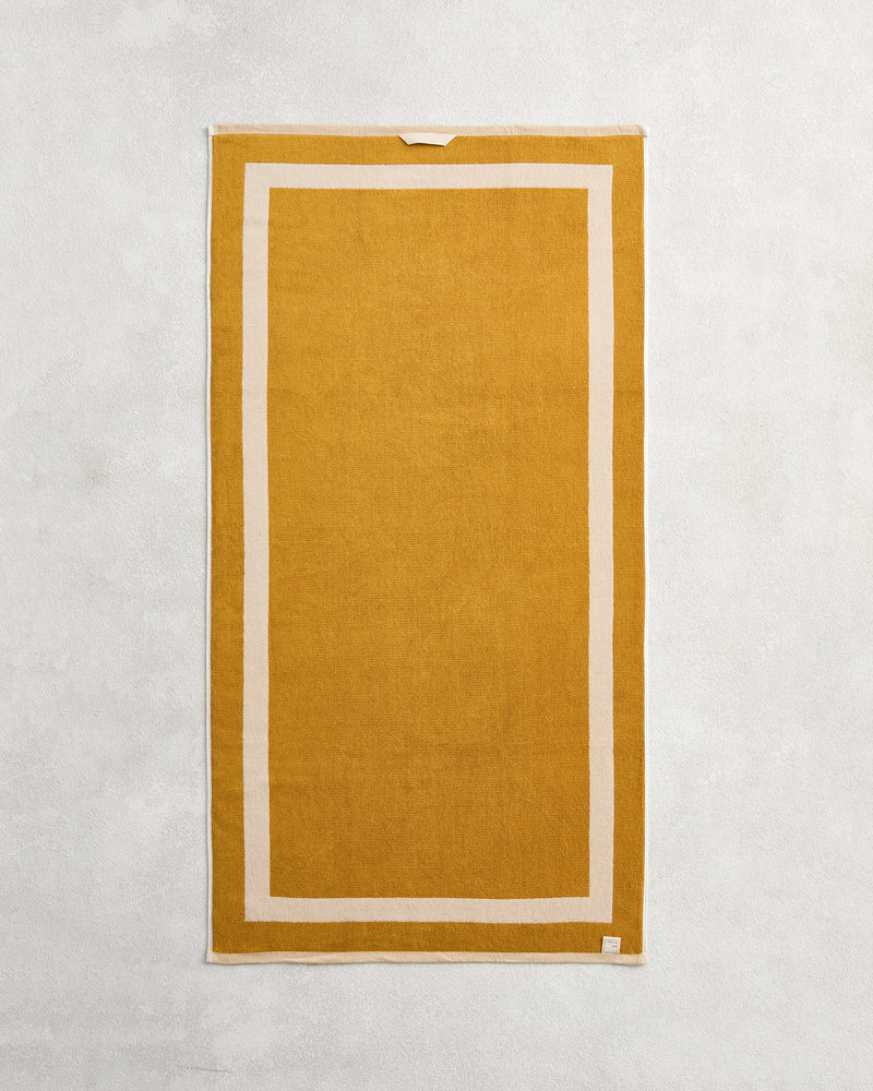 Crème & Turmeric Two-Toned 100% Cotton Terry Bath Towel