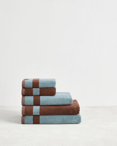Cacao & Lagoon Two-Toned 100% Cotton Terry Bath Towel Bundle
