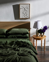 Olive 100% French Flax Linen Sheet Set - view