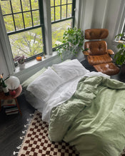 White 100% French Flax Linen Sheet Set - view
