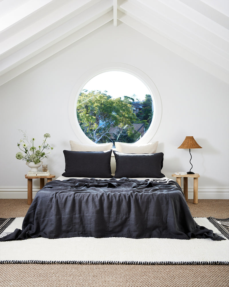 Charcoal 100% French Flax Linen Duvet Cover