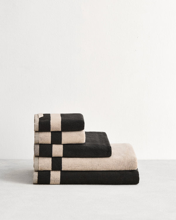 Oatmeal & Charcoal Two-Toned 100% Cotton Terry Bath Sheet Bundle