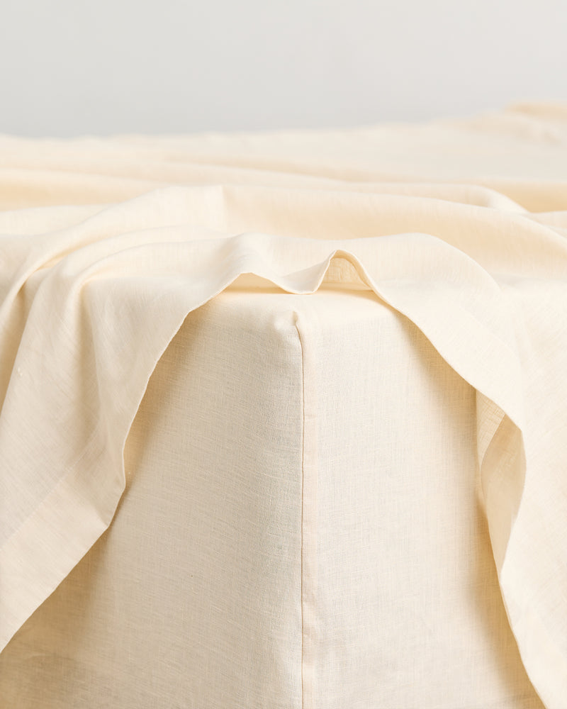 Crème 100% French Flax Linen Fitted Sheet