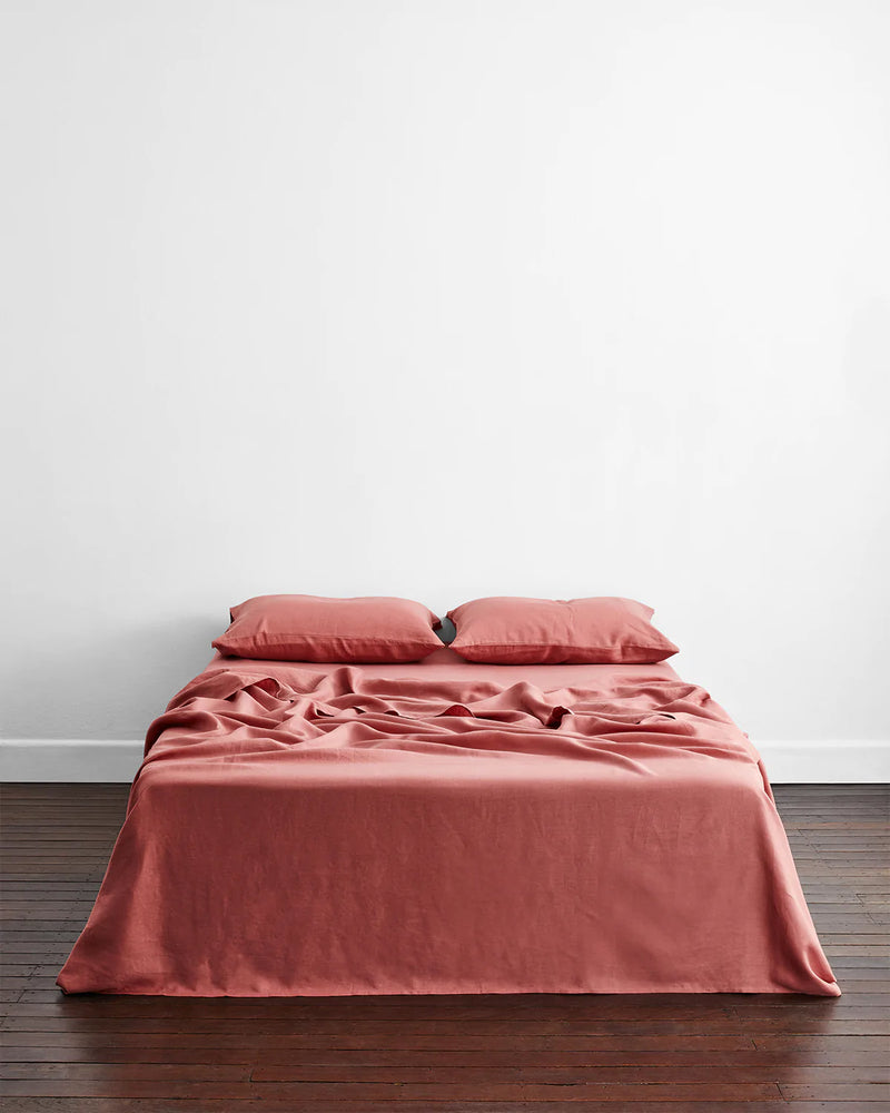 Pink Clay 100% French Flax Linen Sheet Set