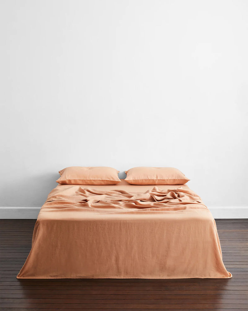 Terracotta 100% French Flax Linen Sheet Set