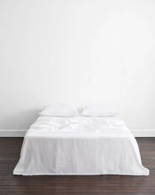 White 100% French Flax Linen Sheet Set - view