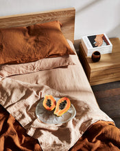 Rust 100% French Flax Linen Duvet Cover - view