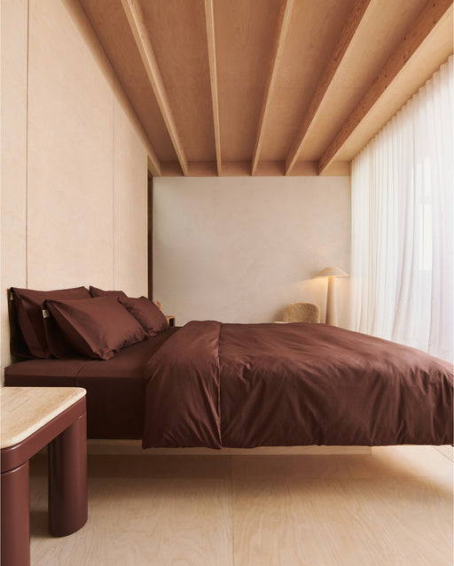 Espresso Organic Cotton Percale Fitted Sheet