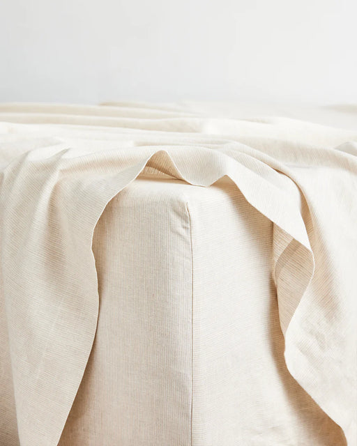 Olive & Oatmeal & White Stripe 100% French Flax Linen Bedding Bundle