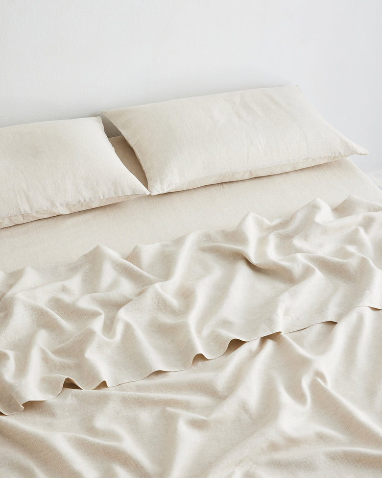 White 100% French Flax Linen Fitted Sheet – Bed Threads