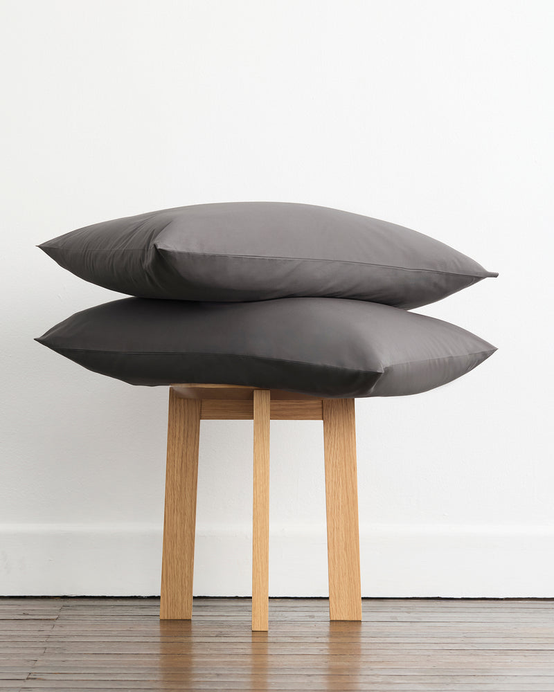 Graphite 100% Organic Cotton Percale Fitted Sheet Set
