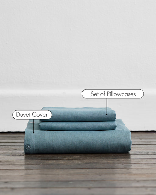 Lagoon 100% French Flax Linen Duvet Cover Set