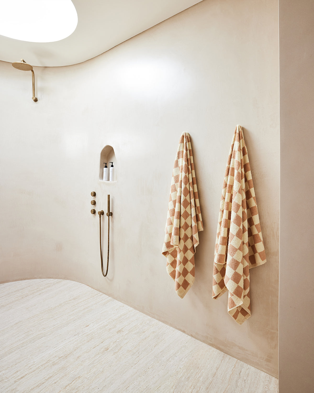 Limoncello & Terracotta Check 100% French Flax Linen Terry Bath Towel