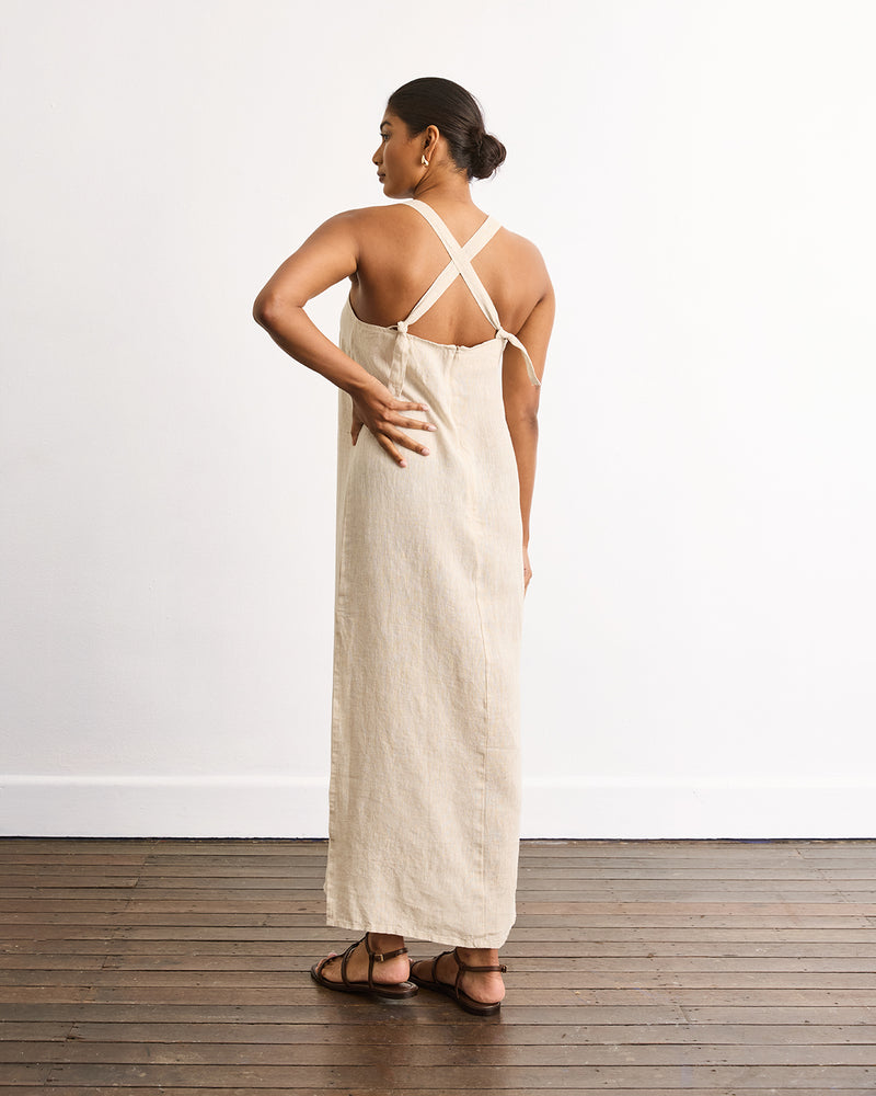 Boulevard Linen Maxi Dress in Oatmeal Bed Threads Boulevard Linen Maxi Dress in Oatmeal Bed Threads