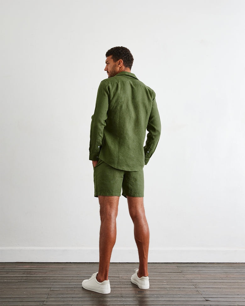 Olive 100% French Flax Linen Men's Shorts – Bed Threads