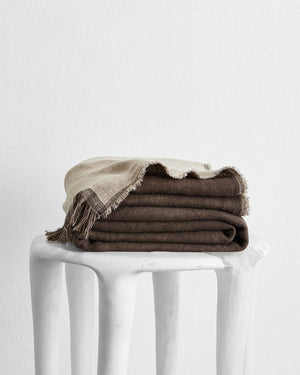 Oatmeal & Mocha 100% French Flax Linen Muslin Throw