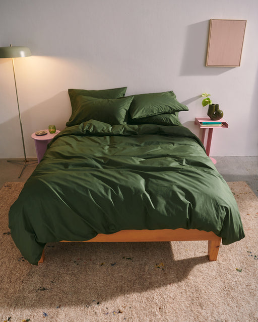 Moss Organic Cotton Percale Duvet Cover