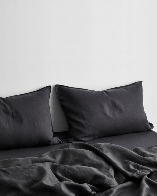 Charcoal 100% French Flax Linen Bedding Set